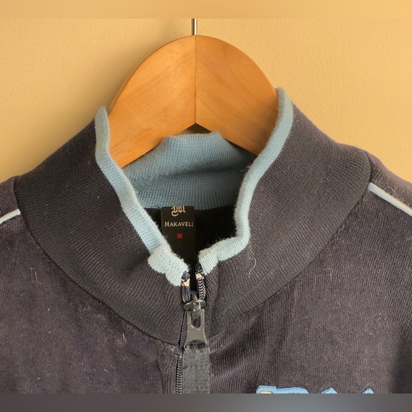 Tupac Malachi Rare Zip Up Velour Style Sweater S Y2K VTG Blue - Picture 5 of 12